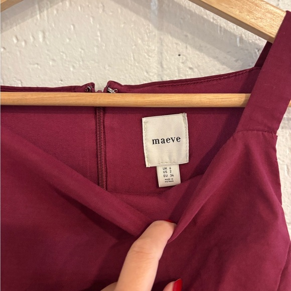 Anthropologie Maeve Sleeveless Boat-Neck Mini Dress in maroon - Picture 3 of 4